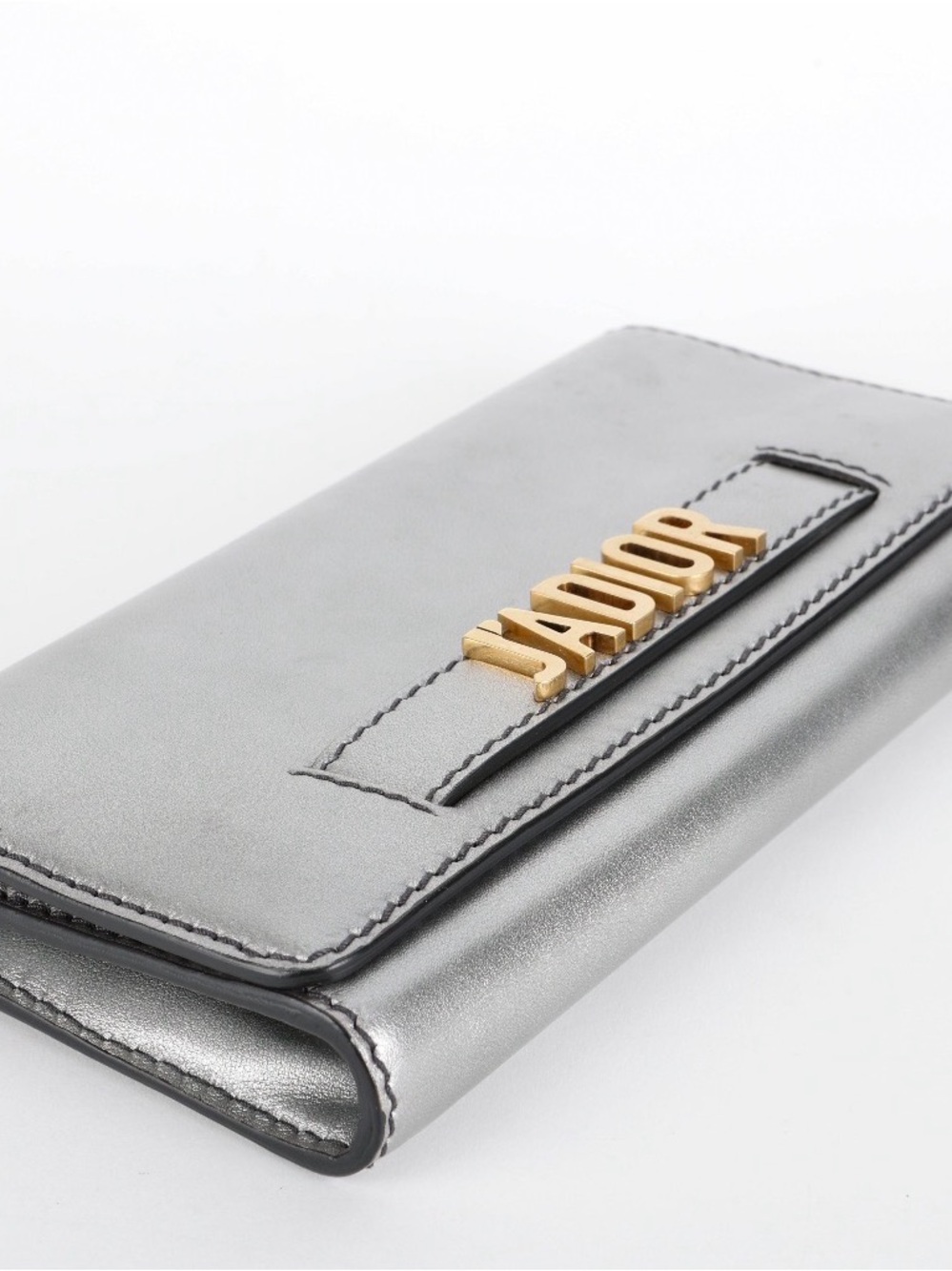 Dior Metallic Silver Clutch with Gold J'Adior Hardware - Picture 5 of 7